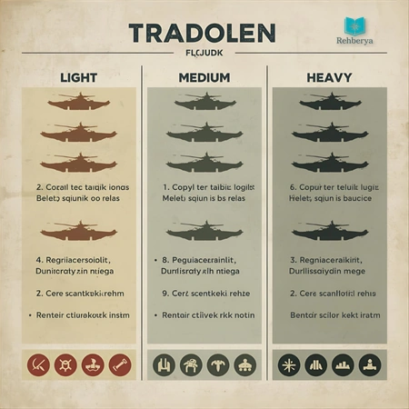 War Sails gemiler sınıfları: Light, Medium, Heavy ve Trade gemiler infografiği