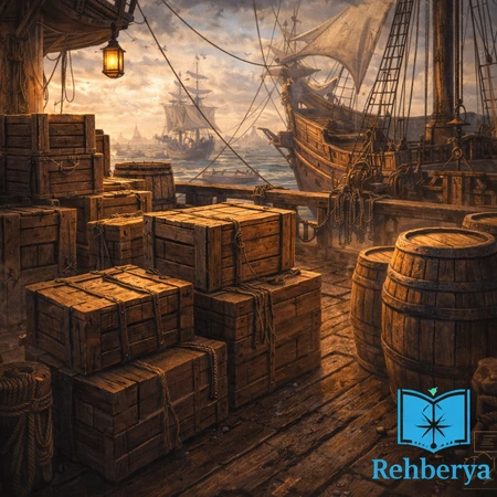 War sails kargo sandıkları güverte